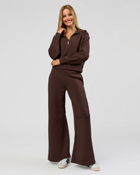 Woman wearing Elevate SoftTouch 1/2 Zip Sweater - Hot Chocolate | Model:Taneisha | Size:XS | Thumbnail Index: 5