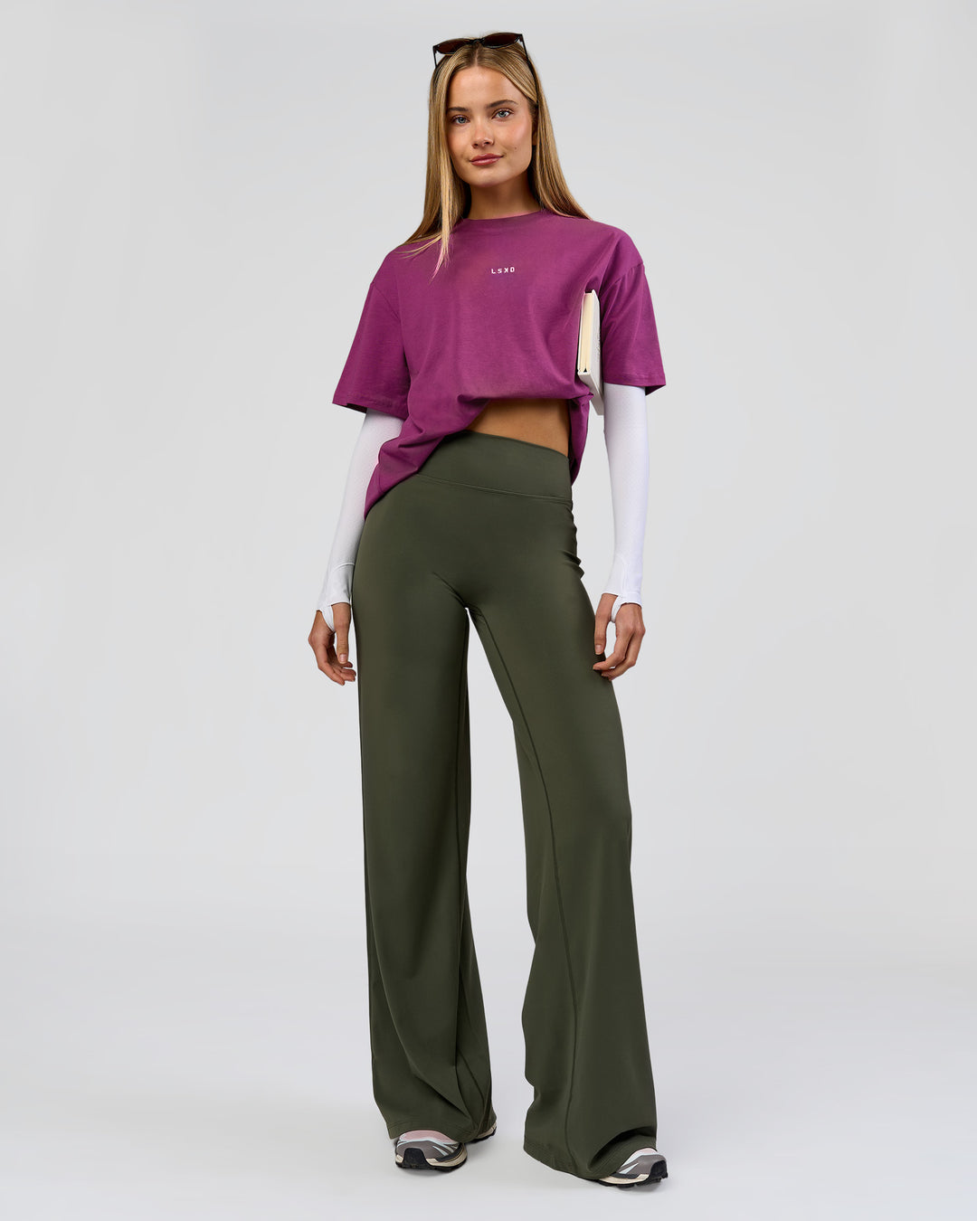 Woman wearing Elixir High-Rise Tall Pant - Pure Olive | Model:Taneisha | Size:XS - view 2