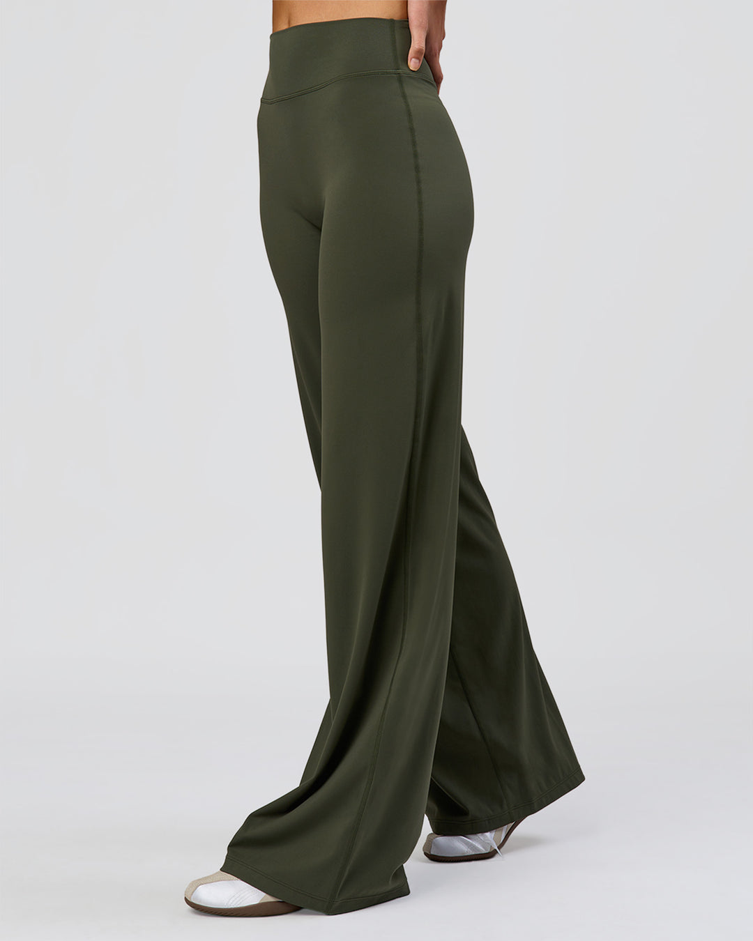 Woman wearing Elixir High-Rise Tall Pant - Pure Olive | Model:Taneisha | Size:XS - view 10