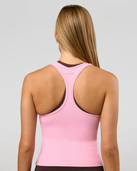 Woman wearing Flow Rib Scoop Neck Tank - Pink Rose | Model:Taneisha | Size:XS | Thumbnail Index: 1