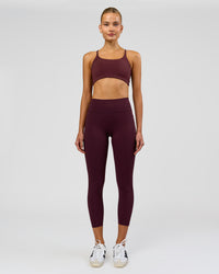 Woman wearing Fusion High-Rise 7/8 Legging Pockets - Cherry Lacquer | Model:Taneisha | Size:XS | Thumbnail Index: 3