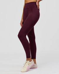 Woman wearing Fusion High-Rise Full Length Legging Pockets - Cherry Lacquer | Model:Taneisha | Size:XS | Thumbnail Index: 6