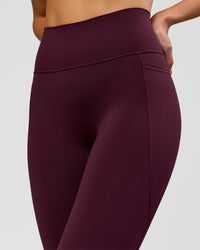 Woman wearing Fusion Ultra High-Rise 3/4 Legging Pockets - Cherry Lacquer | Model:Taneisha | Size:XS | Thumbnail Index: 2