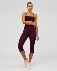 Woman wearing Fusion Ultra High-Rise 3/4 Legging Pockets - Cherry Lacquer | Model:Taneisha | Size:XS | Thumbnail Index: 4