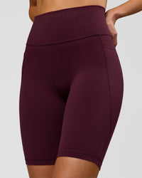 Woman wearing Fusion Ultra High-Rise 9" Short Pockets - Cherry Lacquer | Model:Taneisha | Size:XS | Thumbnail Index: 2