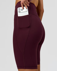 Woman wearing Fusion Ultra High-Rise 9" Short Pockets - Cherry Lacquer | Model:Taneisha | Size:XS | Thumbnail Index: 3