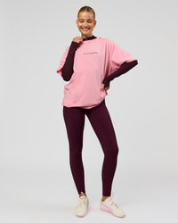 Woman wearing Fusion V-Contour Ultra High-Rise Full Length Legging Pockets - Cherry Lacquer | Model:Taneisha | Size:XS | Thumbnail Index: 3