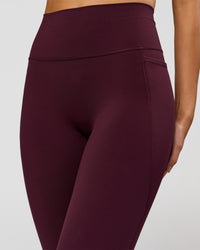 Woman wearing Fusion V-Contour Ultra High-Rise Full Length Legging Pockets - Cherry Lacquer | Model:Taneisha | Size:XS | Thumbnail Index: 5