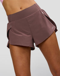 Woman wearing Pacer 3" Run Short - Cocoa Powder | Model:Taneisha | Size:XS | Thumbnail Index: 7