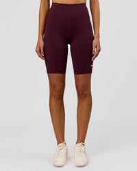 Woman wearing Rep Ultra High-Rise 9" Short Pockets - Cherry Lacquer-White | Model:Taneisha | Size:XS | Thumbnail Index: 3