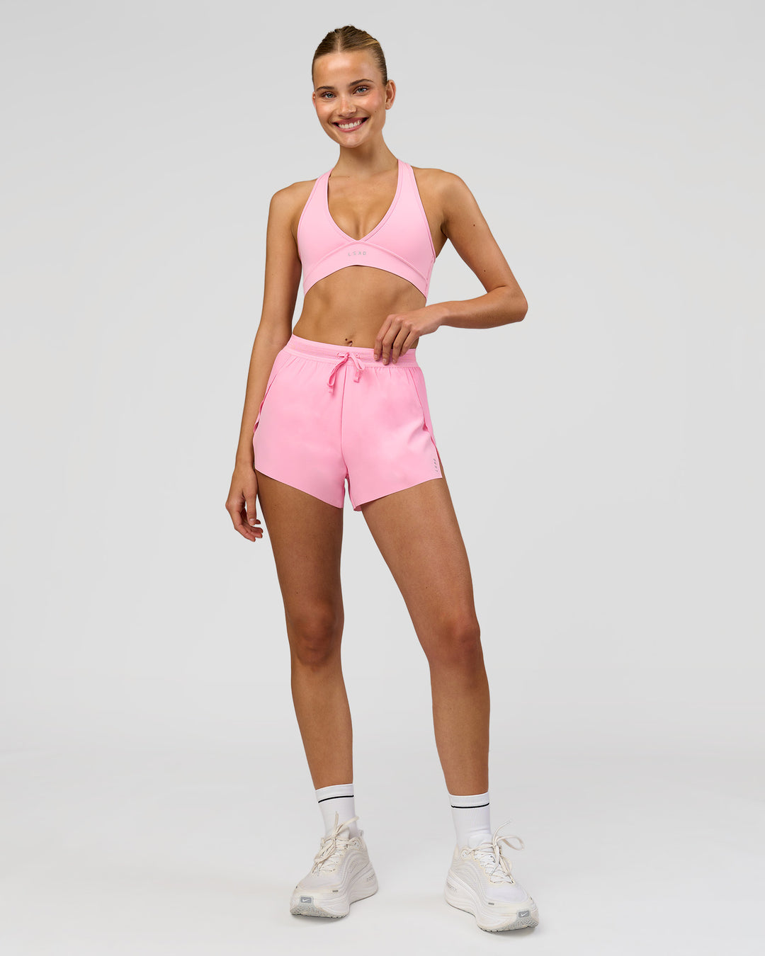 Woman wearing Stamina Sports Bra - Pink Rose | Model:Taneisha | Size:XS - view 6