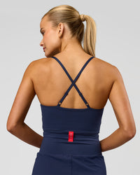 Woman wearing Tia-Clair Toomey-Orr Legacy 3" Run One-Piece - Future Navy | Model:Taneisha | Size:XS | Thumbnail Index: 7