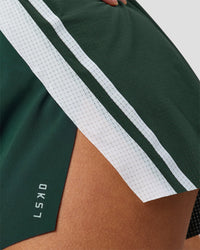 Woman wearing Trackline Accelerate 3" High-Rise Running Short - Midnight Green-White | Model:Taneisha | Size:XS | Thumbnail Index: 14