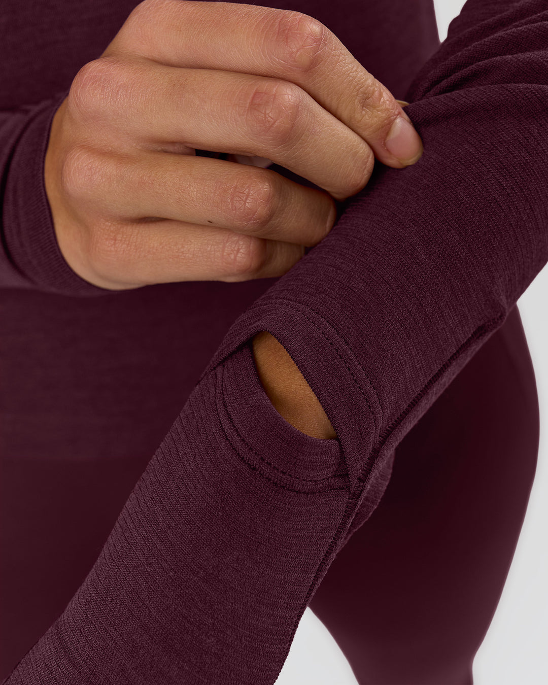 Woman wearing AeroFLX+ Long Sleeve Half Zip - Cherry Lacquer/Cherry Laquer | Model:Taniesha | Size:XS - view 11