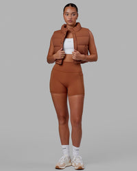 Woman wearing Fusion Ultra High-Rise 4" Short Pockets - Hazel | Model:Milly | Size:S | Thumbnail Index: 7