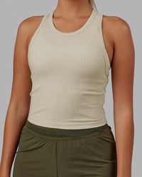 Woman wearing Squad Ribbed Tank - Bone | Thumbnail Index: 3