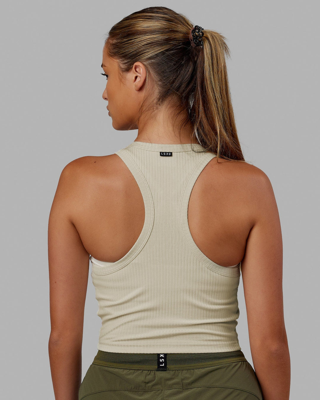 Woman wearing Squad Ribbed Tank - Bone - view 5