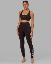 Woman wearing Rep Ultra High-Rise Full Length Legging Pockets - Dark Walnut | Model:Catalina | Size:S | Thumbnail Index: 2