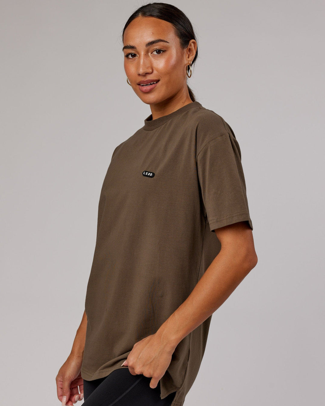 Woman wearing Unisex Capsule FLXCotton Tee Oversize - Army Green - view 2